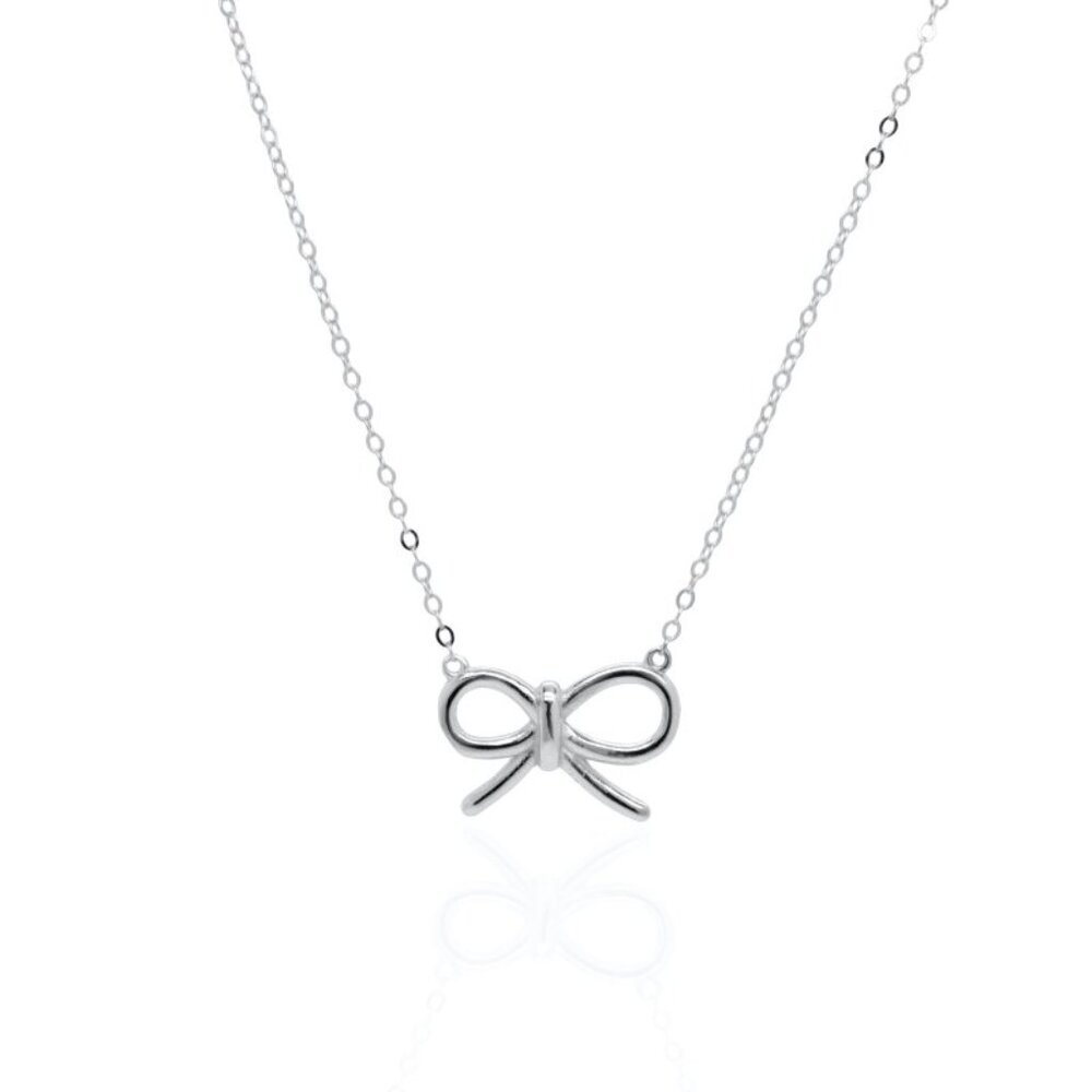 NWT Leah Ribbon Bow Necklace // Sterling Silver